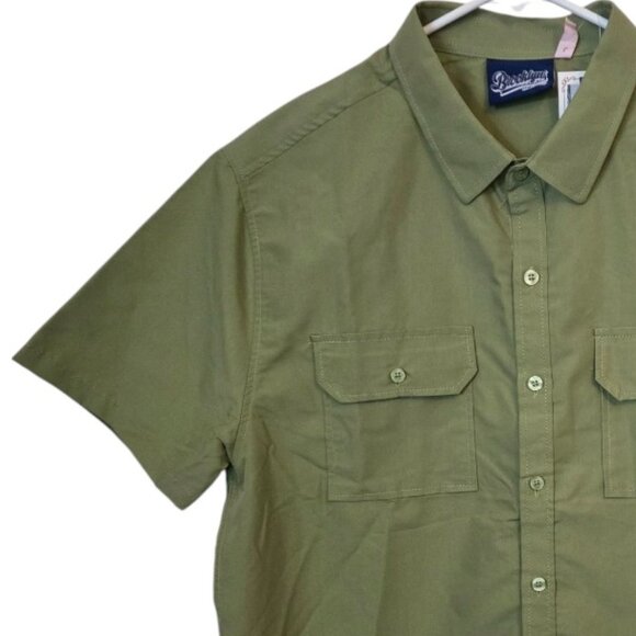NWT BROOKLYN'S BEST Mens Green Casual Button-Up Shirt Short Sleeve Size Large - Picture 3 of 8